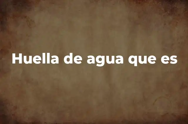 Huella de Agua que es