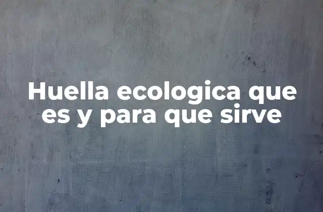 Huella Ecologica que es y para que Sirve