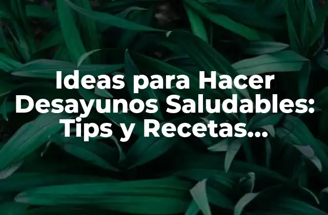 Ideas para Hacer Desayunos Saludables: Tips y Recetas Nutritivas