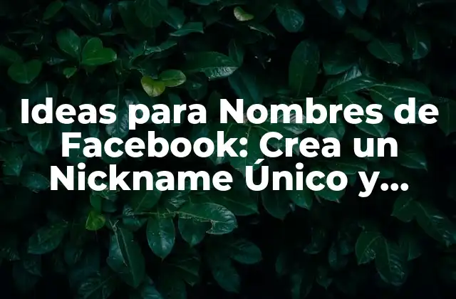 Ideas para Nombres de Facebook: Crea un Nickname Único y Atractivo