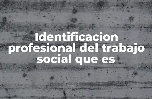Identificacion Profesional Del Trabajo Social que es