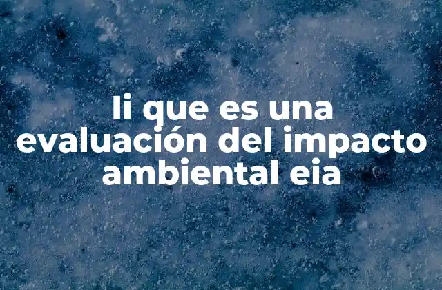 Ii que es una Evaluación Del Impacto Ambiental Eia
