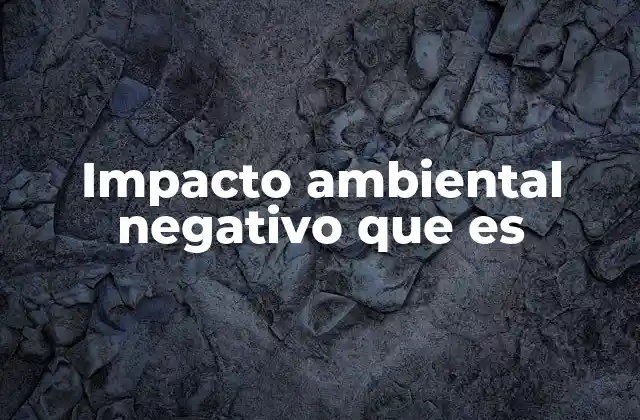 Impacto Ambiental Negativo que es