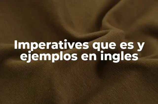Imperatives que es y Ejemplos en Ingles