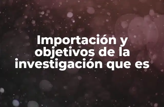 Importación y Objetivos de la Investigación que es