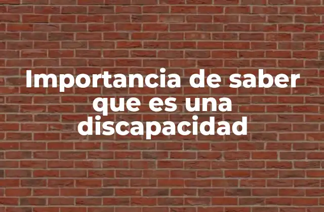 Importancia de Saber que es una Discapacidad