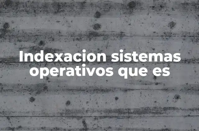 Indexacion Sistemas Operativos que es