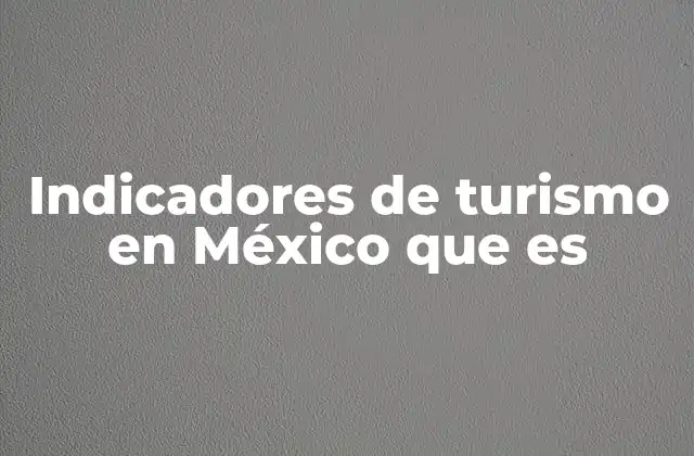 Indicadores de Turismo en México que es