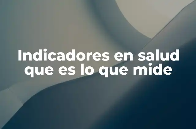 Indicadores en Salud que es Lo que Mide