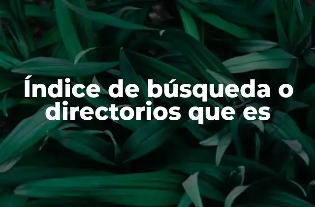 Índice de Búsqueda o Directorios que es