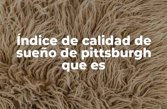 Índice de Calidad de Sueño de Pittsburgh que es