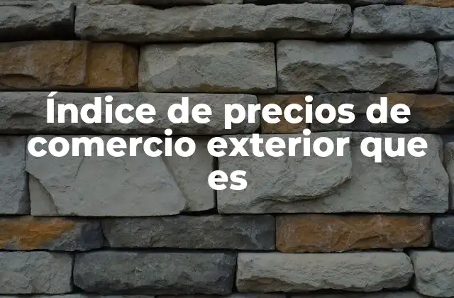 Índice de Precios de Comercio Exterior que es