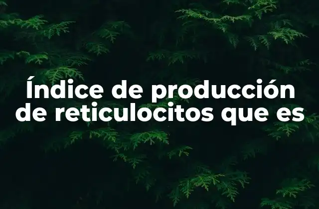 Índice de Producción de Reticulocitos que es