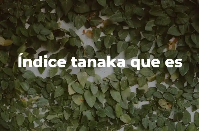 Índice Tanaka que es