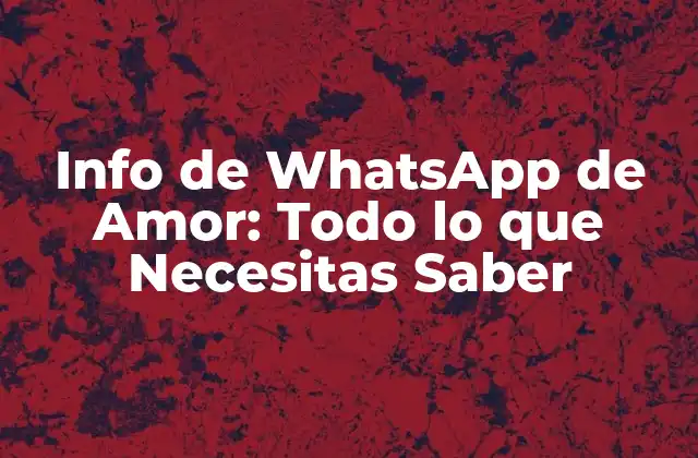 Info de Whatsapp de Amor: Todo Lo que Necesitas Saber