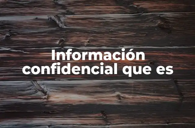Información Confidencial que es