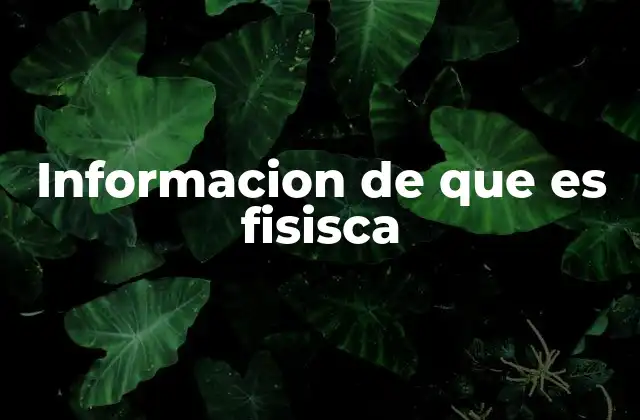 Informacion de que es Fisisca