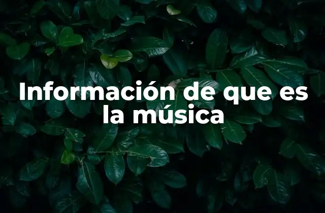 Información de que es la Música