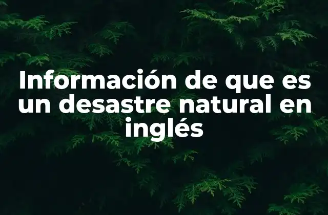 Información de que es un Desastre Natural en Inglés