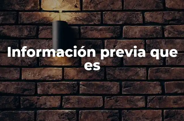 Información Previa que es