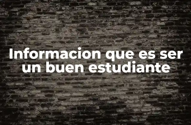 Informacion que es Ser un Buen Estudiante