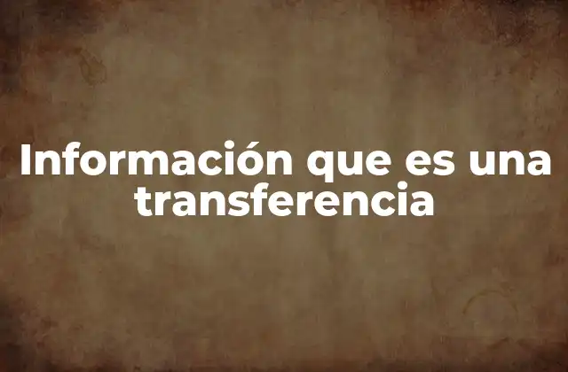 Información que es una Transferencia