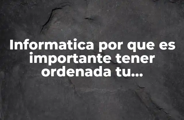 Informatica por que es Importante Tener Ordenada Tu Informacion