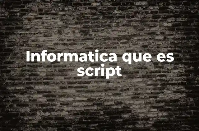 Informatica que es Script