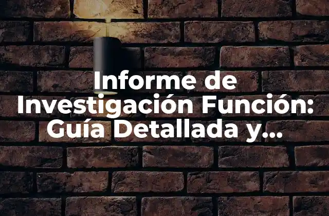 Informe de Investigación Función: Guía Detallada y Completa