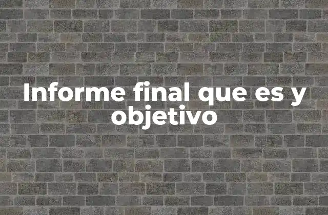 Informe Final que es y Objetivo