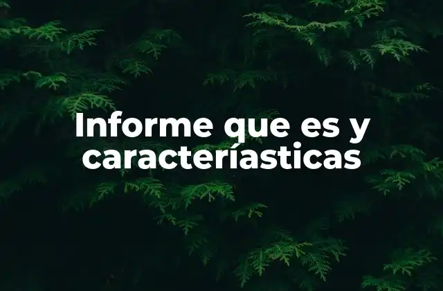 Informe que es y Caracteríasticas