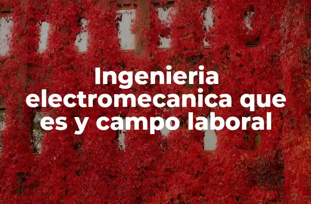 Ingenieria Electromecanica que es y Campo Laboral
