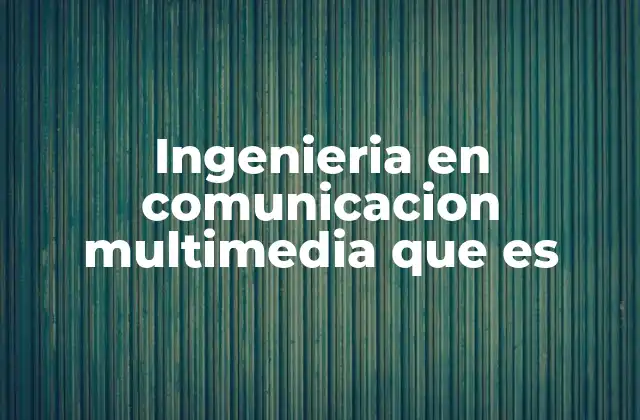 Ingenieria en Comunicacion Multimedia que es