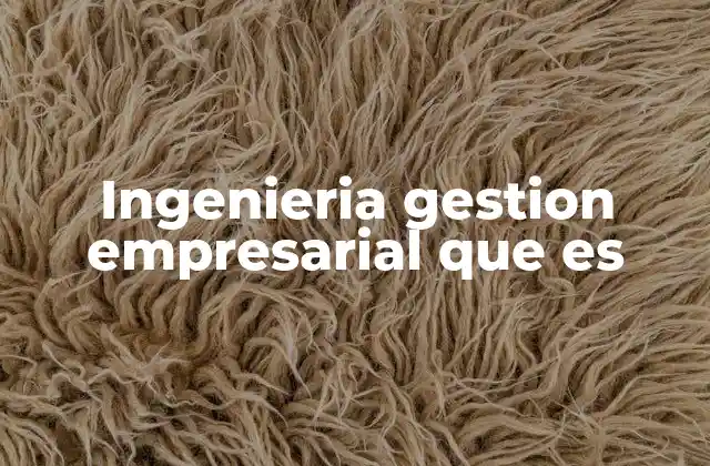Ingenieria Gestion Empresarial que es