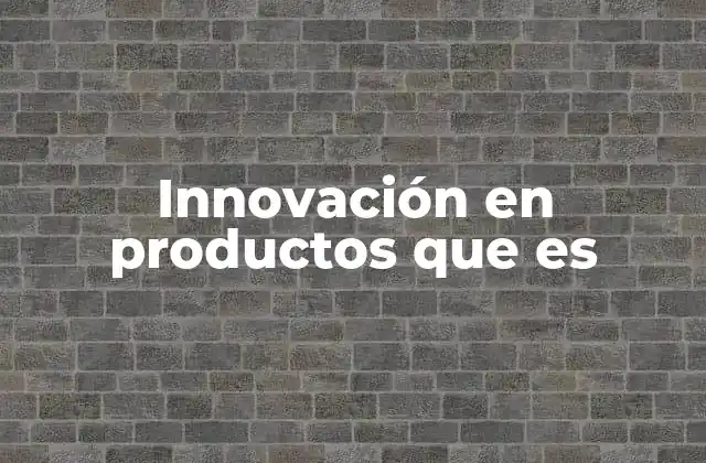 Innovación en Productos que es