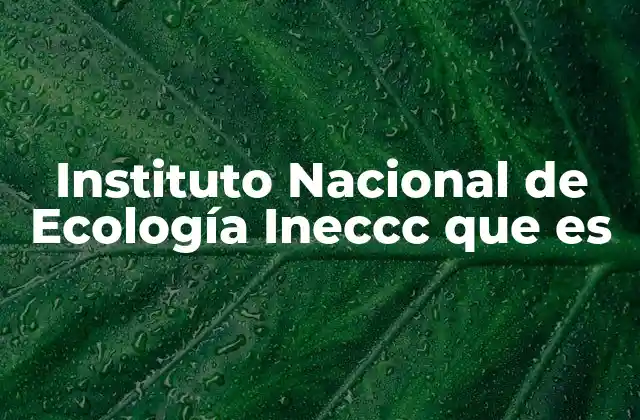 Instituto Nacional de Ecología Ineccc que es