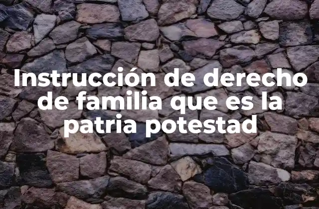 Instrucción de Derecho de Familia que es la Patria Potestad