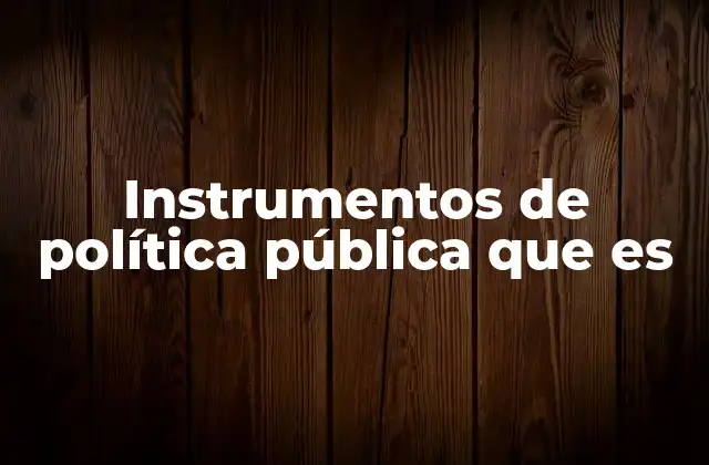 Instrumentos de Política Pública que es