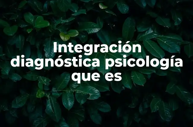 Integración Diagnóstica Psicología que es