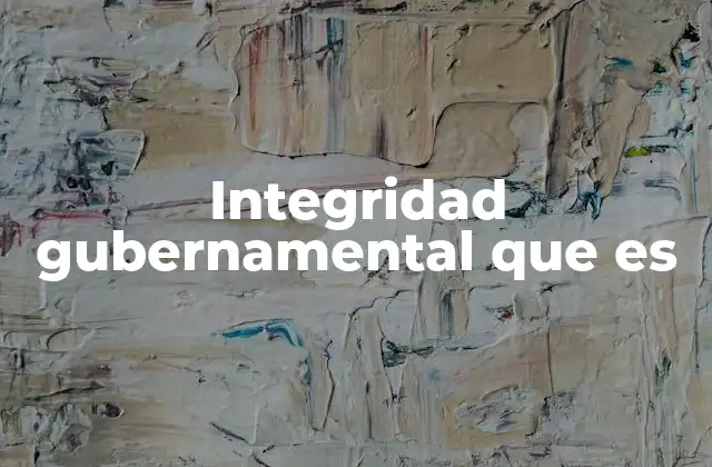 Integridad Gubernamental que es