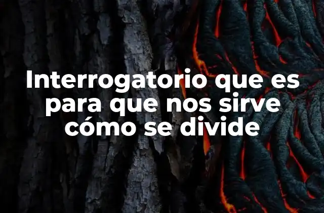 Interrogatorio que es para que Nos Sirve Cómo Se Divide