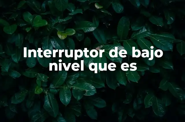 Interruptor de bajo Nivel que es