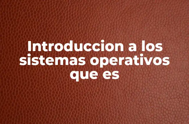 Introduccion a los Sistemas Operativos que es