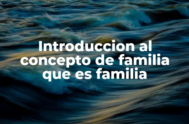 Introduccion Al Concepto de Familia que es Familia