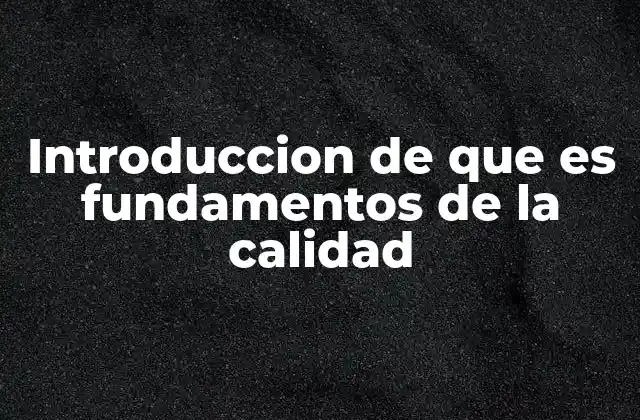 Introduccion de que es Fundamentos de la Calidad