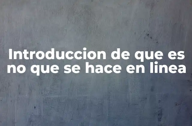 Introduccion de que es No que Se Hace en Linea