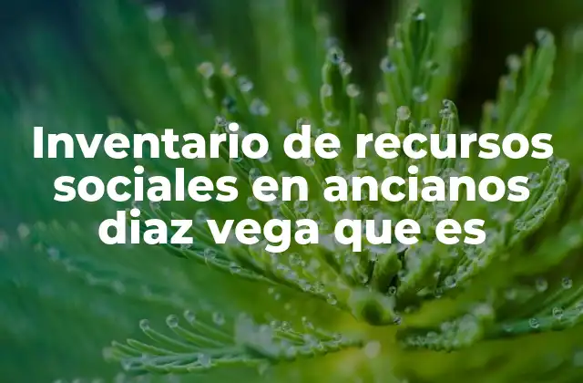 Inventario de Recursos Sociales en Ancianos Diaz Vega que es