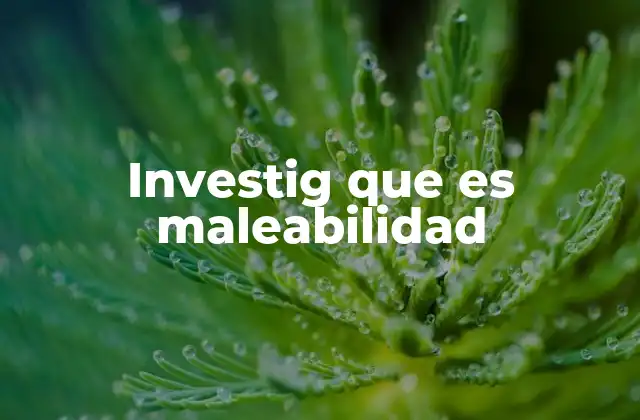 Investig que es Maleabilidad