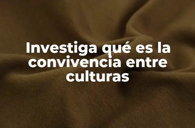 Investiga Qué es la Convivencia entre Culturas