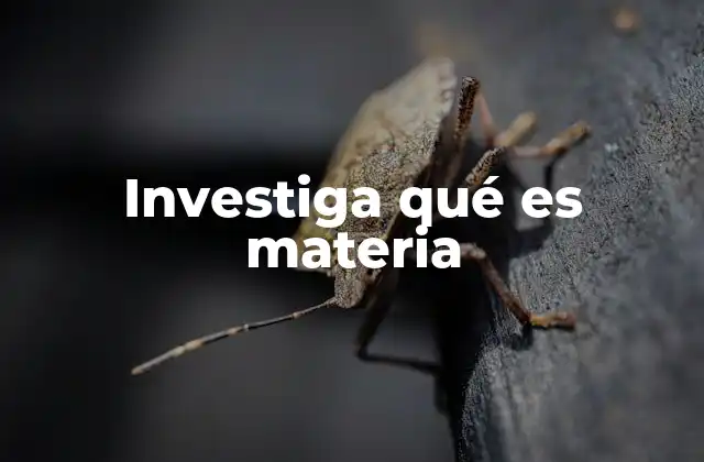 Investiga Qué es Materia